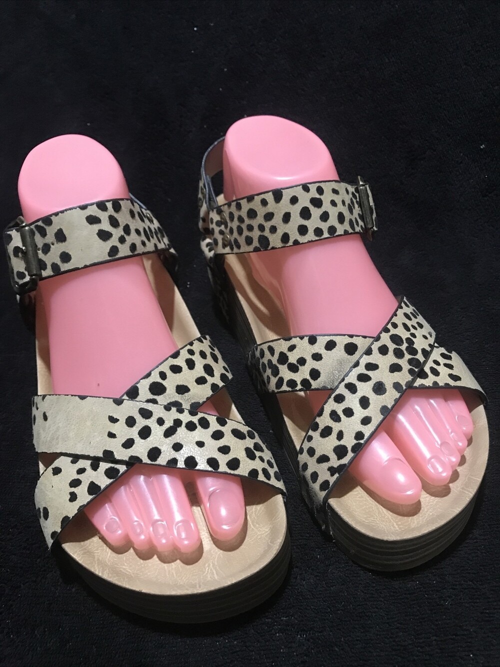 Blowfish 7.5M Womens LEOPARD Sandals Open Toe Platforms Fashion Ladies Shoes